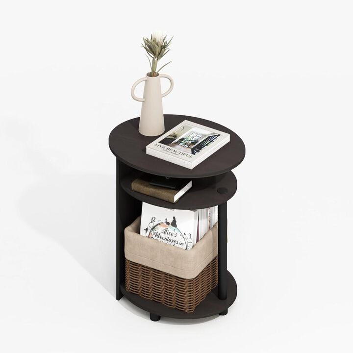 JAYA Modern Simple Design Oval End Table, Side Table, Black Walnut