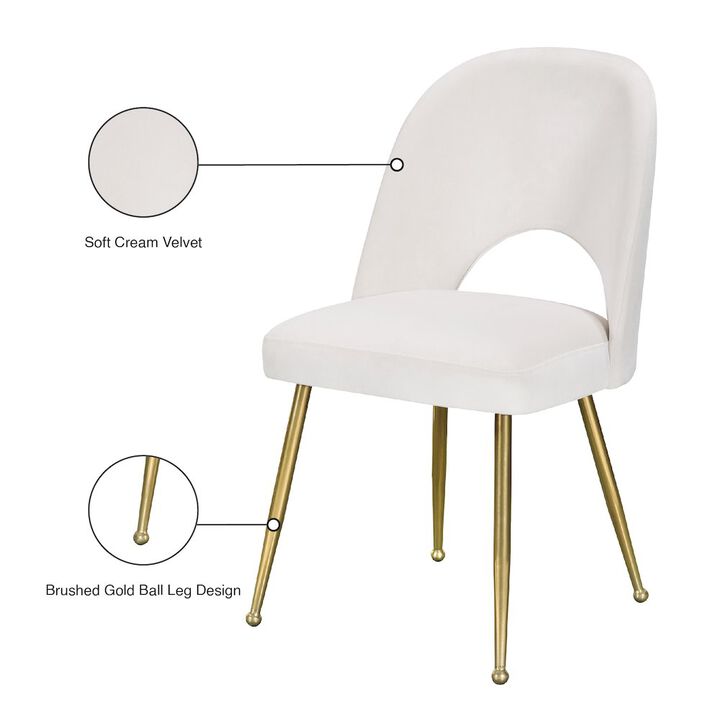 Meridian Furniture Logan Cream Velvet Dining Chair, Set of 2