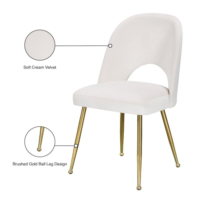 Meridian Furniture Logan Cream Velvet Dining Chair, Set of 2
