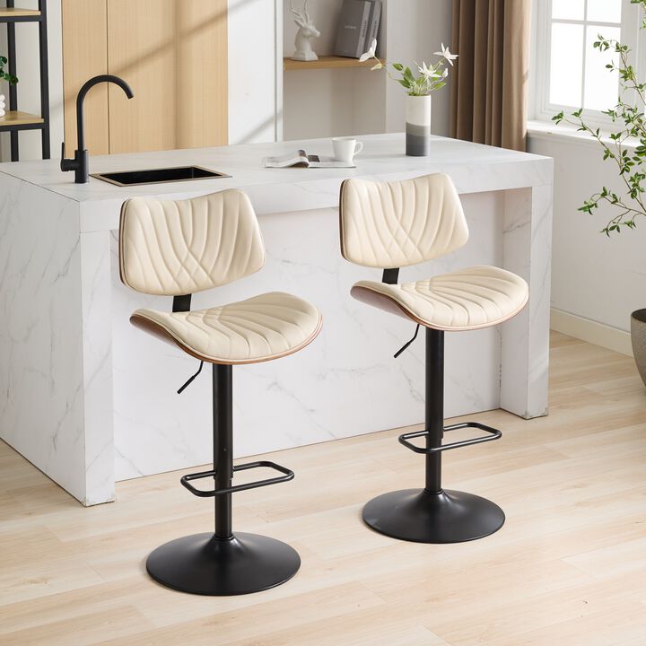 Mid-Century Adjustable Swivel Bar Stools, Set of 2