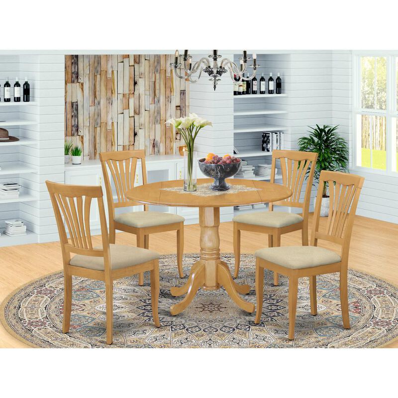 5 PC Kitchen nook Dining set-round Kitchen Table and 4 Kitchen Chairs