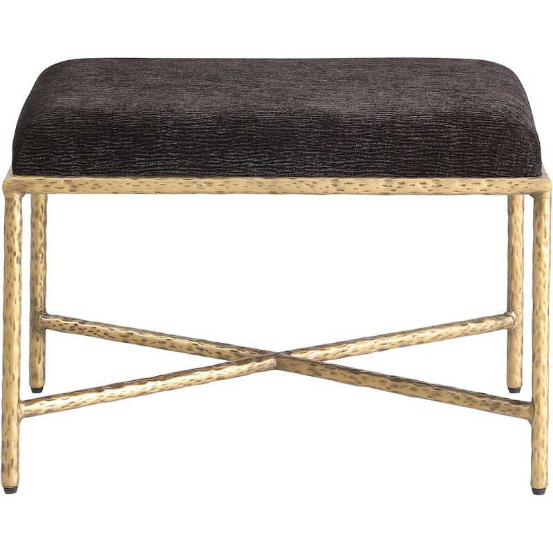 Meridian Furniture Valley Brown Chenille Fabric Bench