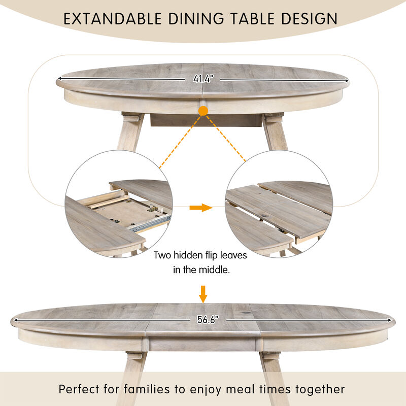 Merax Wood Round Extendable Dining Table