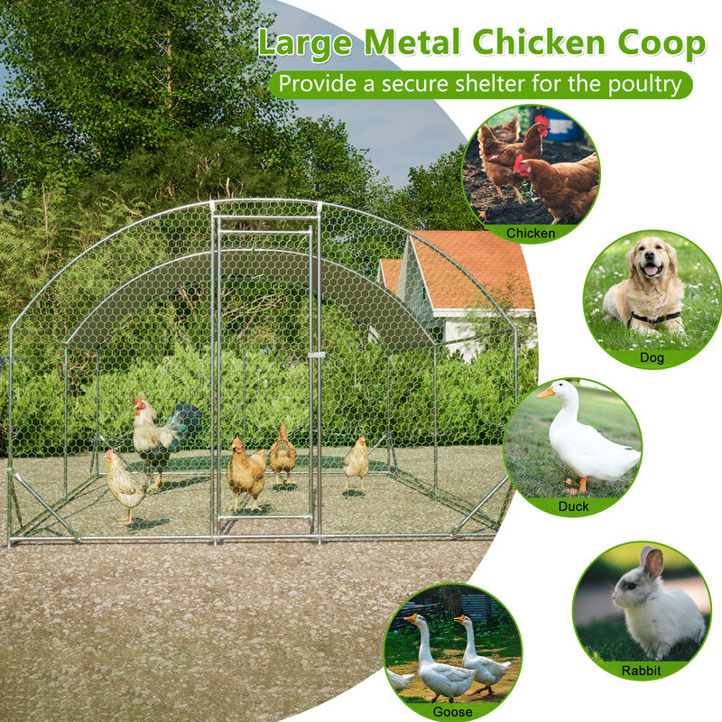 Large Chicken Coop Metal Chicken Run with Waterproof and Anti-UV Cover image number 7