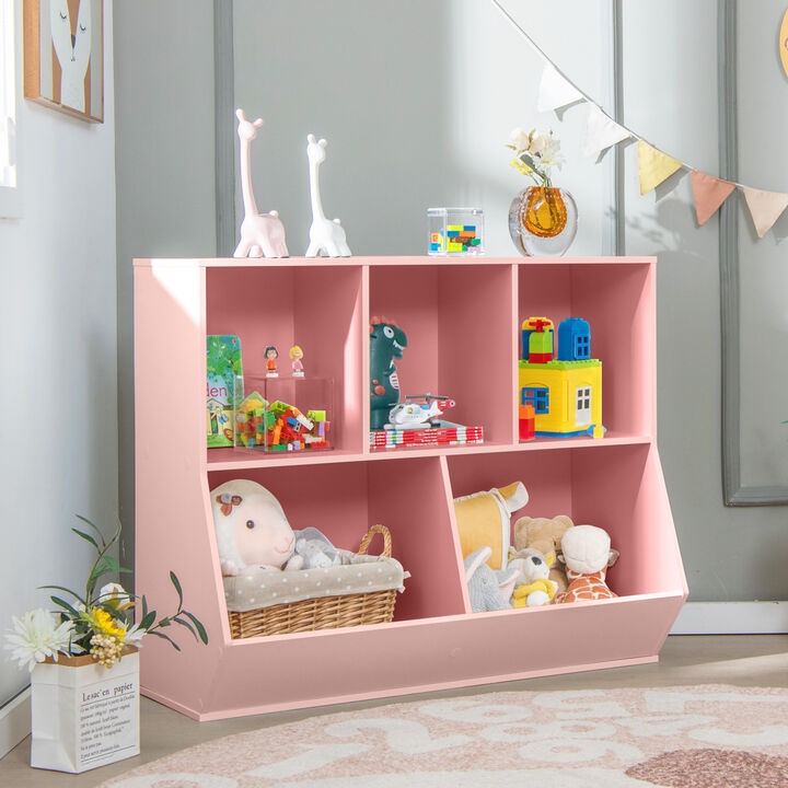 5-Cube Kids Storage Cabinet with Anti-Tipping Device and Open Shelves