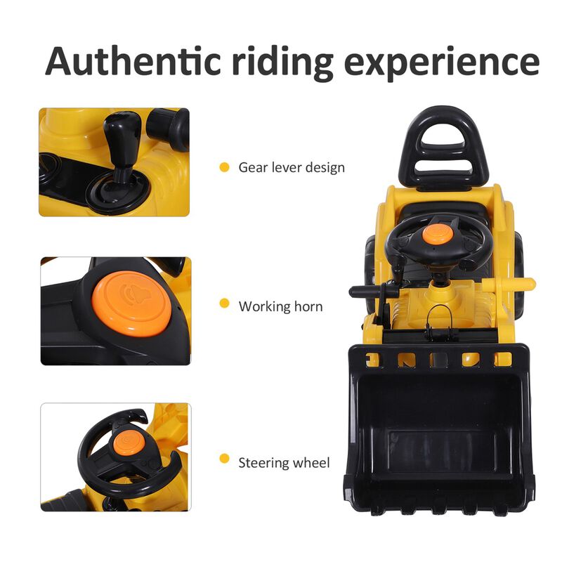 BreeBe 3 in 1 Ride On Toy Bulldozer Digger Tractor Pulling Cart Pretend Play Construction Truck image number 6
