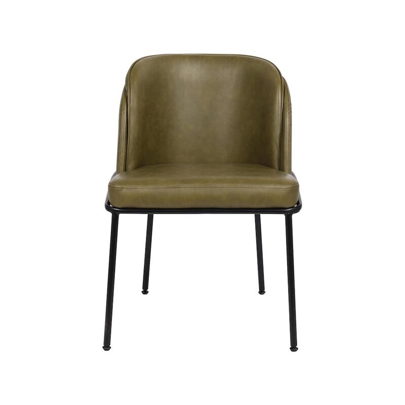 Meridian Furniture Jagger Olive Vegan Leather Dining Chair, Set of 2