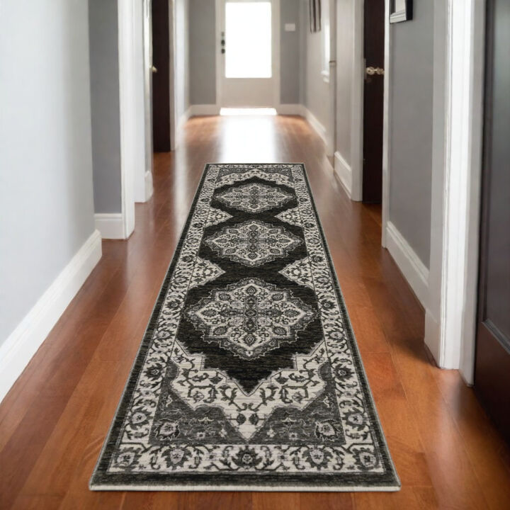 HomeRoots Medallion Area Rug With Fringe
