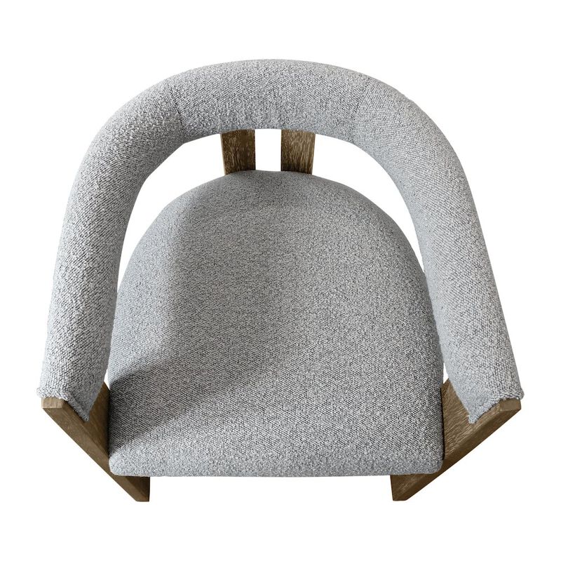 Trish Solid Wood Dining Arm Chair with Boucle Fabric and Down-Filled Seat