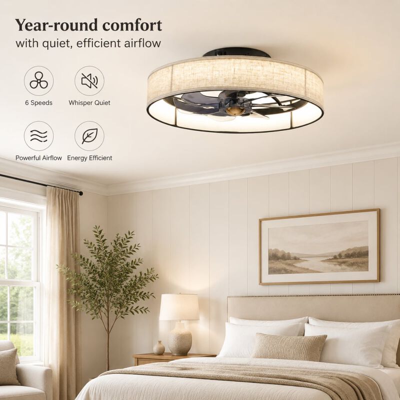 ELEMENT ACE 20 Inch 7-Blade Ceiling Fan with Quiet DC Motor and Multi-Function Remote Control Reversible Rotation Suitable for Living Room Bedroom Kitchen image number 4