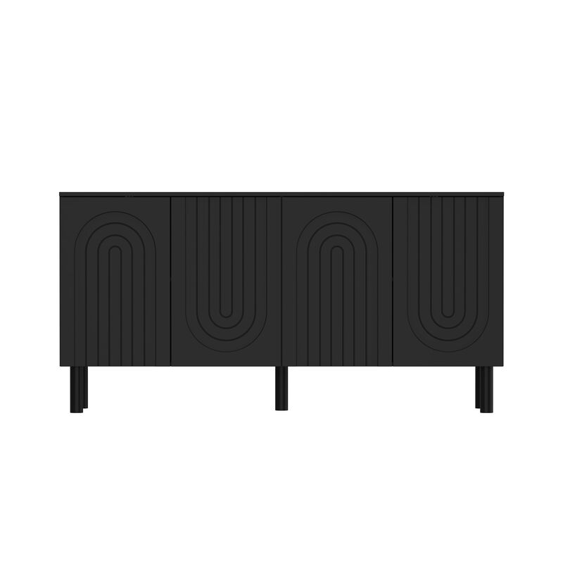 FUFU&GAGA Modern Minimalist Black Sideboard | Handle-Free Push-to-Open | Storage Cabinet for Living & Dining Room (63.2" W x 15.9" D x 31.5" H),Black