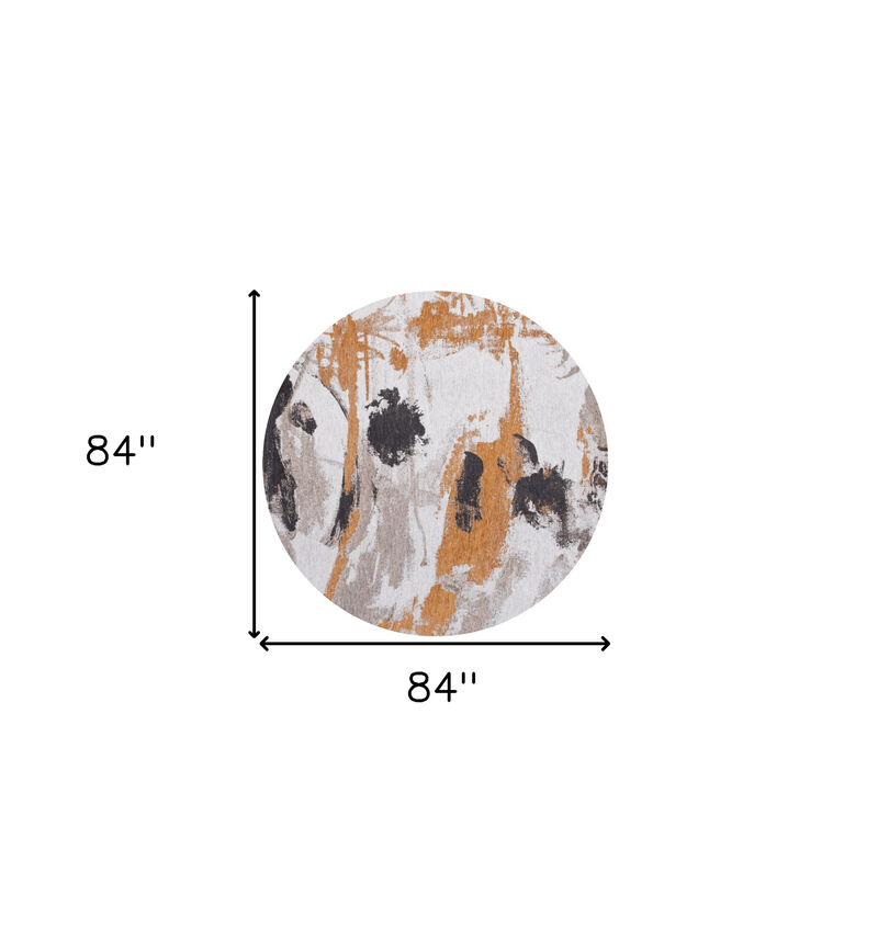HomeRoots Round Abstract Non Skid Area Rug image number 4