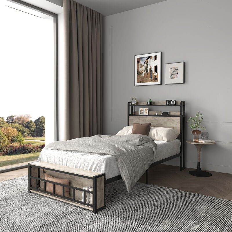 Sturdy Twin Bed Frame with Strong Support for Kids or Guest Room