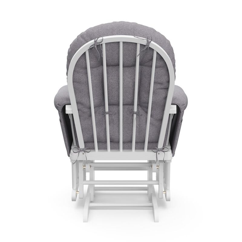 Storkcraft Hoop Glider and Ottoman - White with Gray Swirl