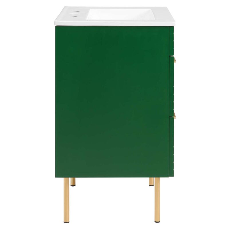 Modway Daybreak Bathroom Vanity, 24" with White Sink, Green image number 6