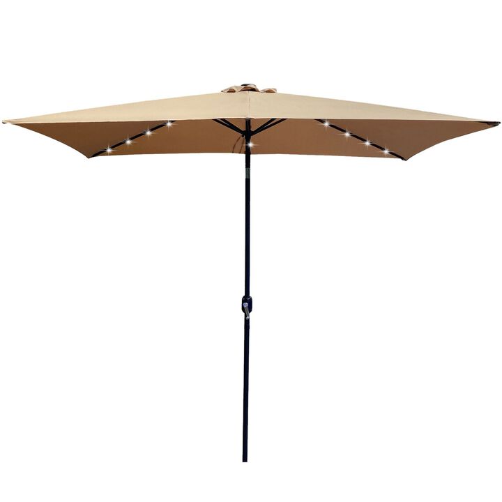 Outdoor Patio Umbrella 10Ft Rectangular with Crank, Weather Resistant UV Protection with 6 Sturdy Ribs