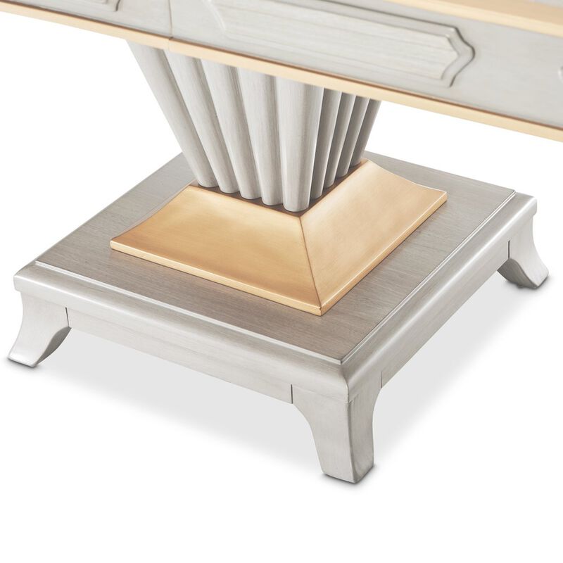 Michael Amini St. Charles Double Pedestal Dining Table -  Dove Gray