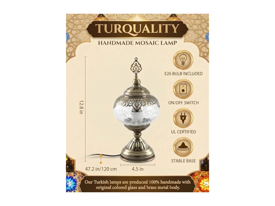 Moroccan Table Lamp For Living Room Bedroom Desk Bulbs Included