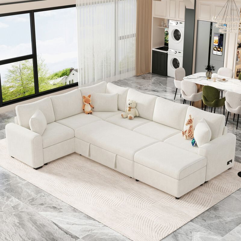 Bimkom U-Shaped Chenille Sectional Sofa image number 2
