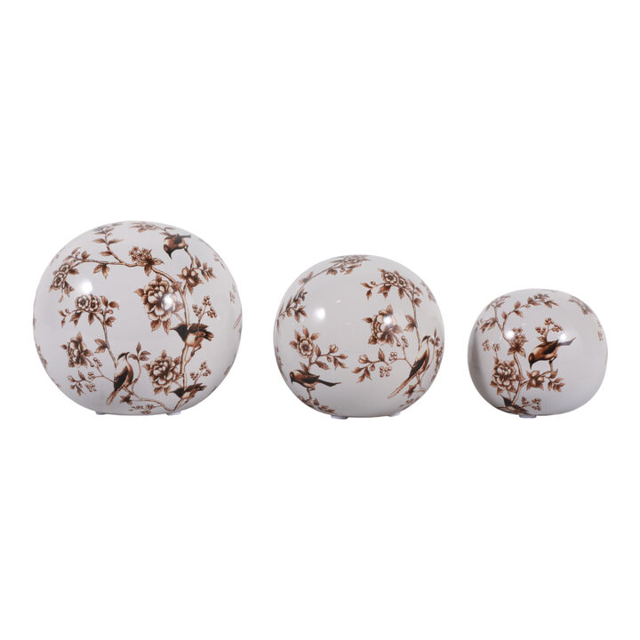 S/3 4/5/6" Birds & Blooms Orbs