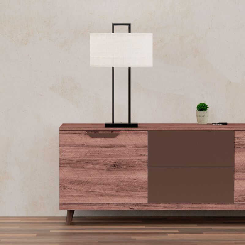 Modern Structure Table Lamp with Textured Shade - 25 in. - E26 Bulb Compatible - Chic Design