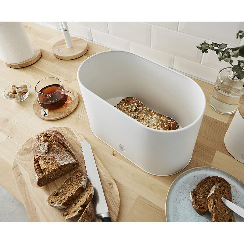 Swan - Nordic Collection Bread Bin with Bamboo Lid, 15cm x 15cm x 35cm