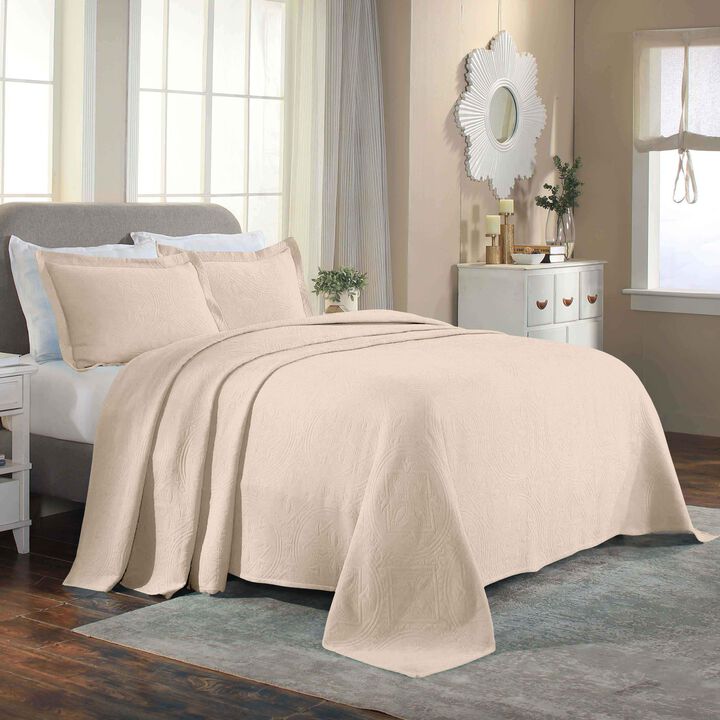 Lightweight Cotton Bedspread Set 3-Piece, Celtic Circle Patterned Matelasse
