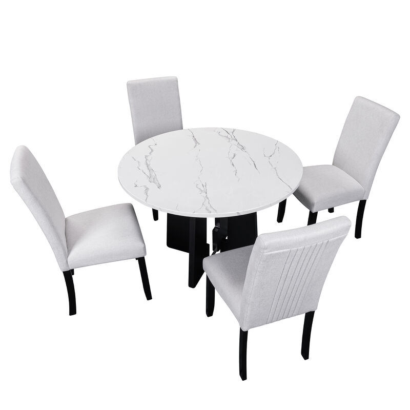 Merax 5-Piece Round Dining Table Chairs Set