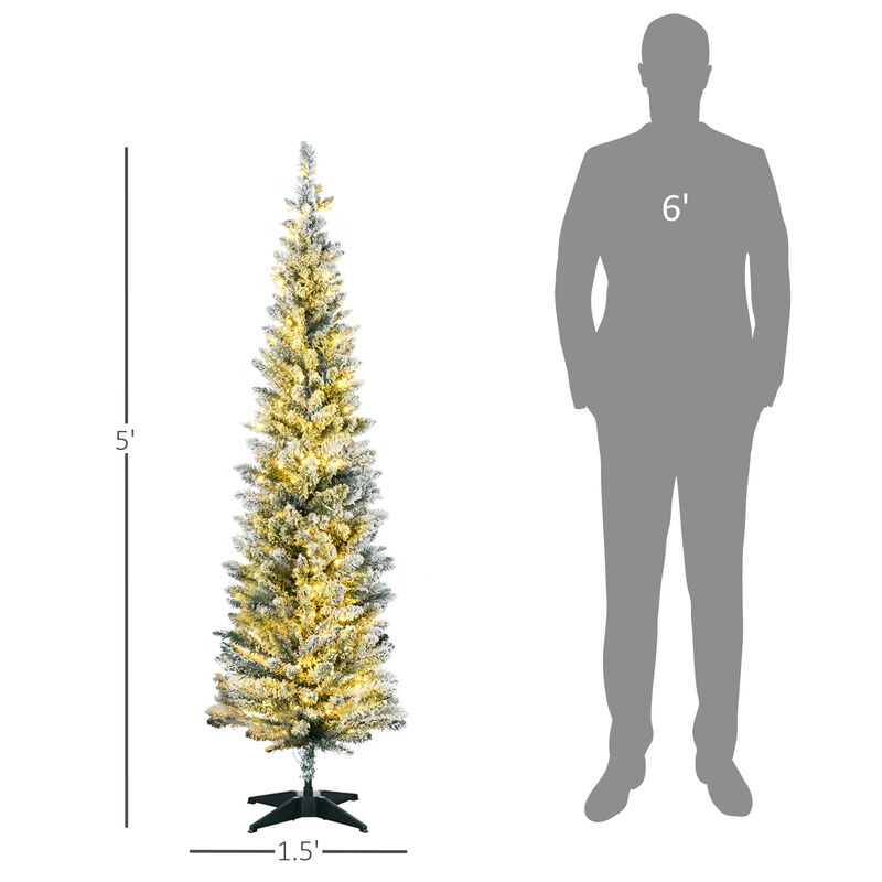 BreeBe 5ft Slim Artificial Christmas Tree with LED Lights image number 2