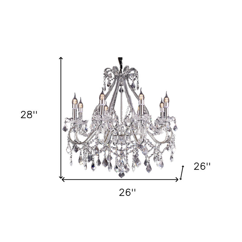 Hivvago Candle Style Empire Eight Light Transparent Glass Led Ceiling Light
