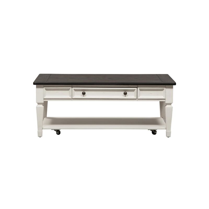 Liberty Furniture Allyson Park Rectangular Cocktail Table in Wirebrushed White w/ Charcoal Top image number 3