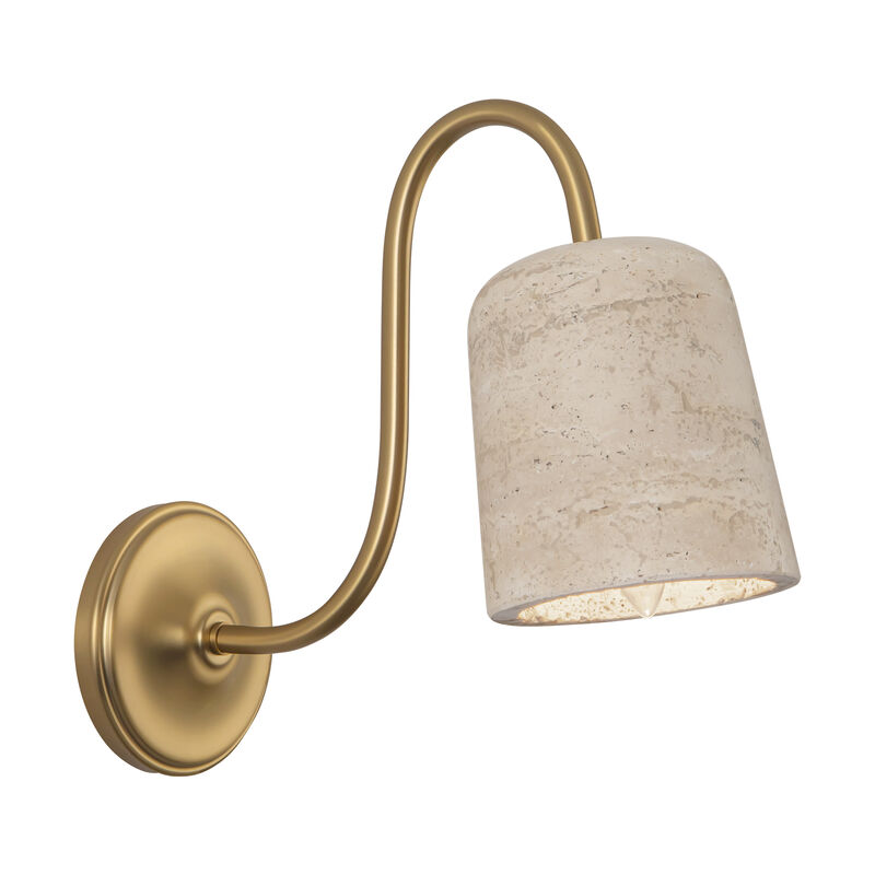 Bromley 5-in Damp-Rated Wall/Vanity Light with Natural Travertine Shade image number 0