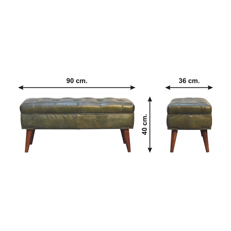 Harbour Green Upholstered Solid Wood Leather Bench