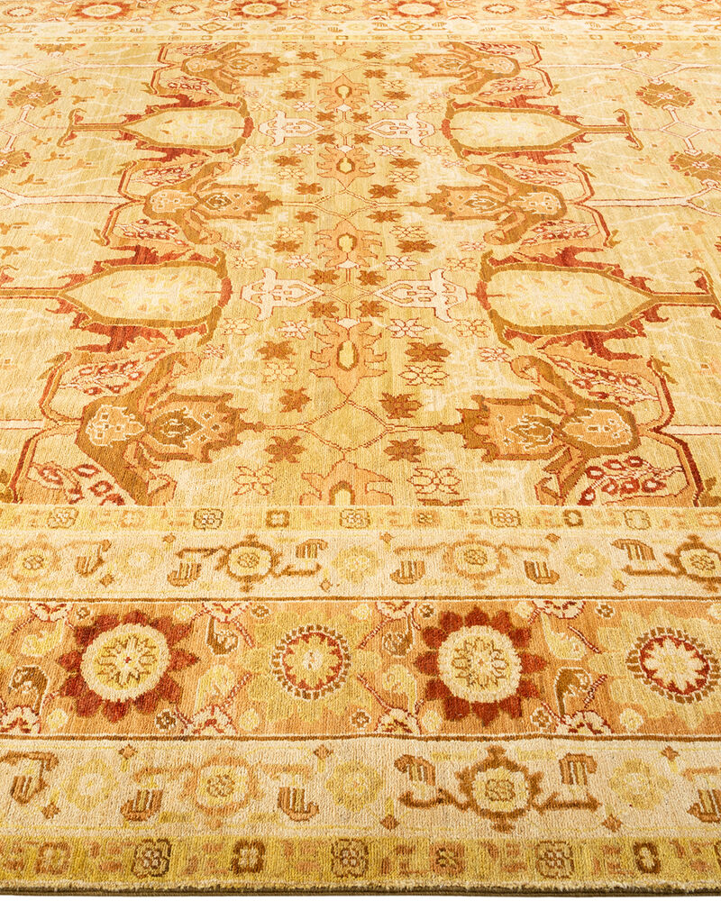 Eclectic, One-of-a-Kind Hand-Knotted Area Rug  - Yellow, 9' 1" x 12' 1"