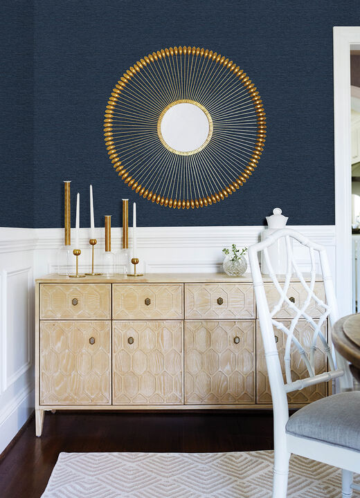Gump Navy Faux Grasscloth Wallpaper