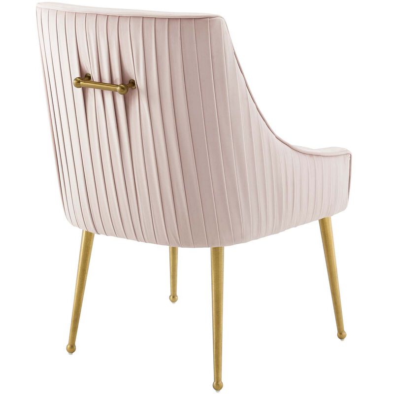 Discern Pleated Back Upholstered Performance Velvet Dining Chair Set of 2-Benzara