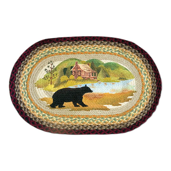 Earth Rugs Op-395 Cabin Bear Oval Patch 20 X 30