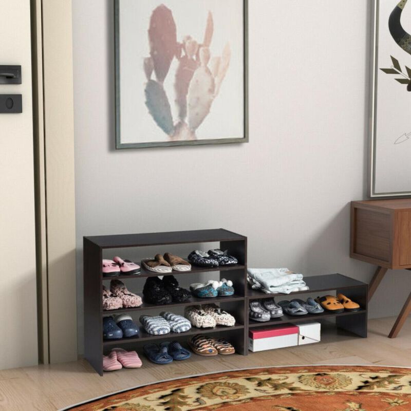 Hivvago 3 Pieces 31-Inch Stackable Multi-Shape Shoe Rack