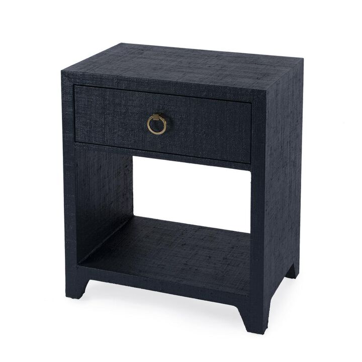 Butler Specialty Bar Harbor Raffia 1 Drawer Nightstand, Navy Blue