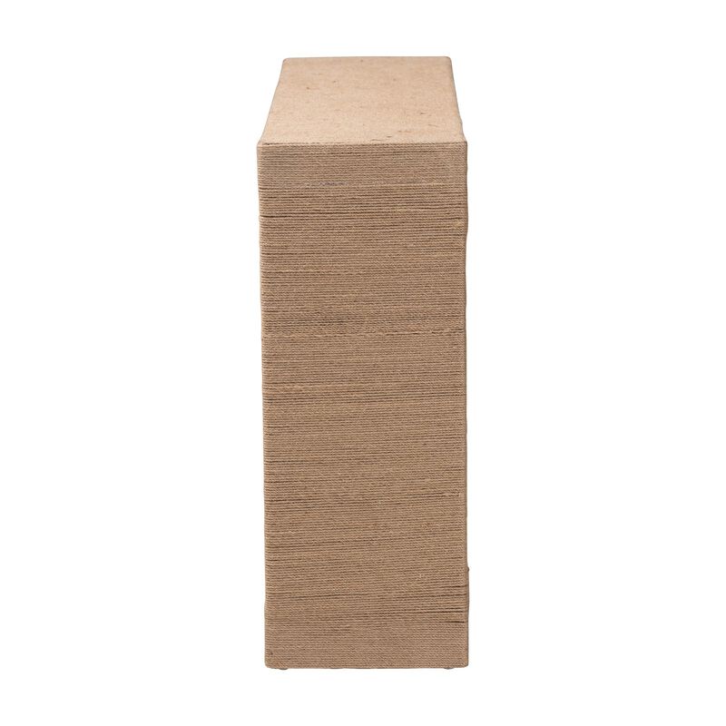 bali & pari Rajiya Handwoven Jute Console Table - Rectangular Open-Frame Entryway Table with Natural Texture, Minimalist Coastal Boho Accent for Living Room or Hallway Décor