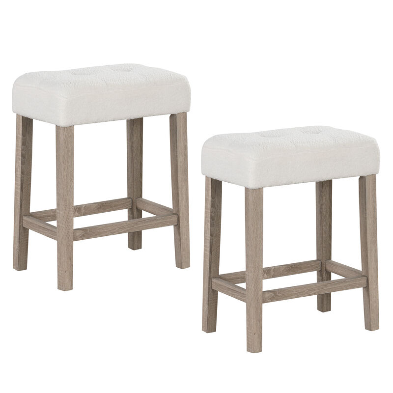 Modern Counter Height Bar Stools Set of 2 with Rubber Wood Legs