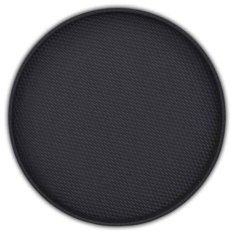 HomeRoots 15" Black Faux Wicker Round Serving Tray image number 2