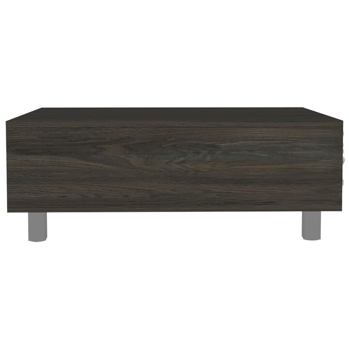 Homezia 32" Carbon Espresso Manufactured Wood Rectangular Lift Top Coffee Table With Drawer And Shelf