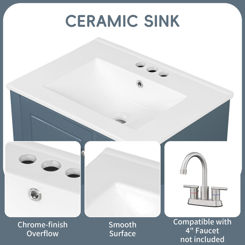 Merax Compact Freestanding Bathroom Vanity with Integrated Ceramic Sink