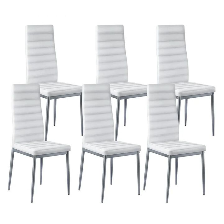 Modern Dining Chairs Set of 6 Upholstered Leather Side Chairs