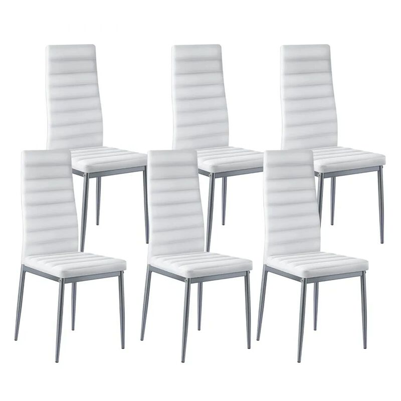 Modern Dining Chairs Set of 6 Upholstered Leather Side Chairs image number 0