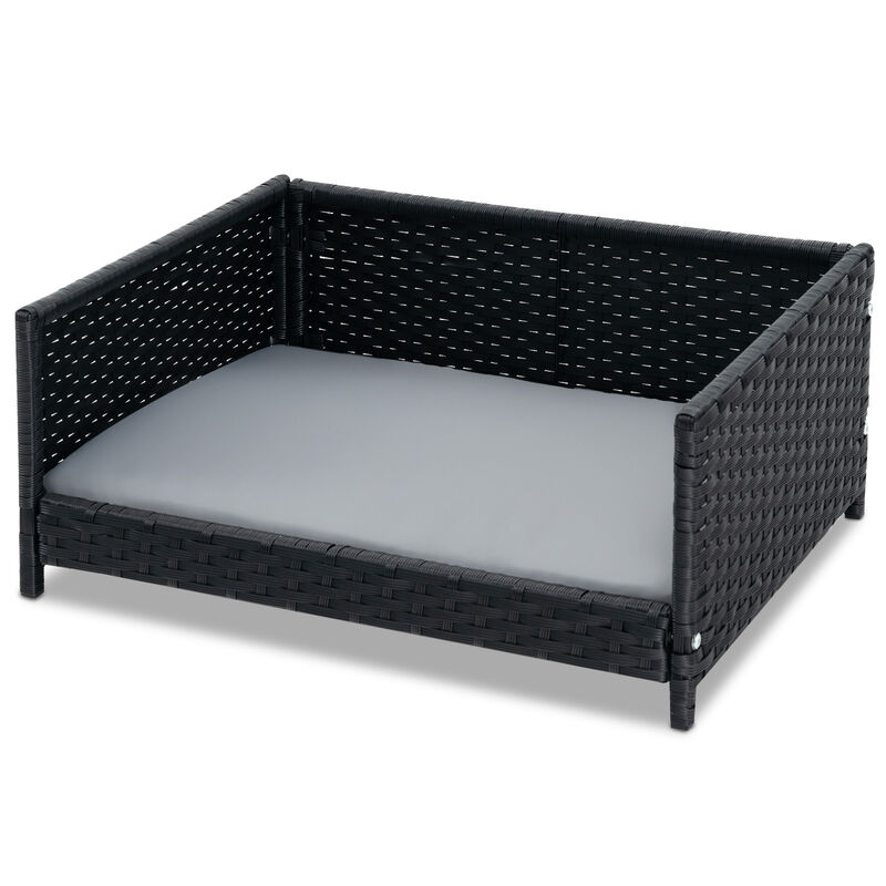 Rattan Dog Bed with Waterproof Soft Cushion for Medium Small Dogs Cats