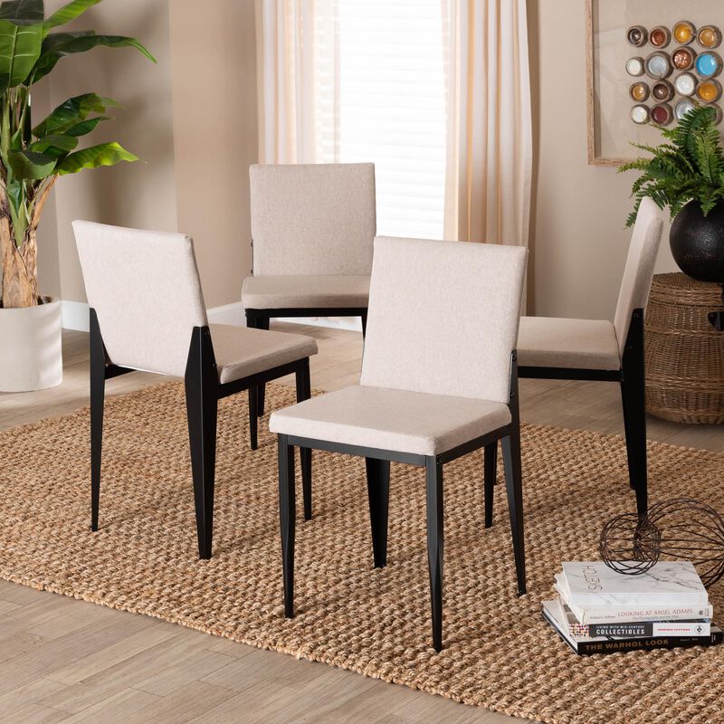 Baxton Studio Bishop Industrial Grey Fabric and Metal 4 Piece Dining Chair Set