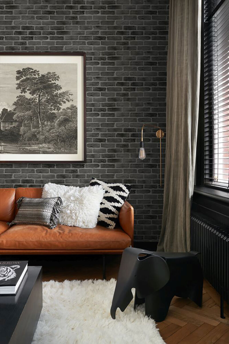 Burnham Black Brick Wall Wallpaper image number 3