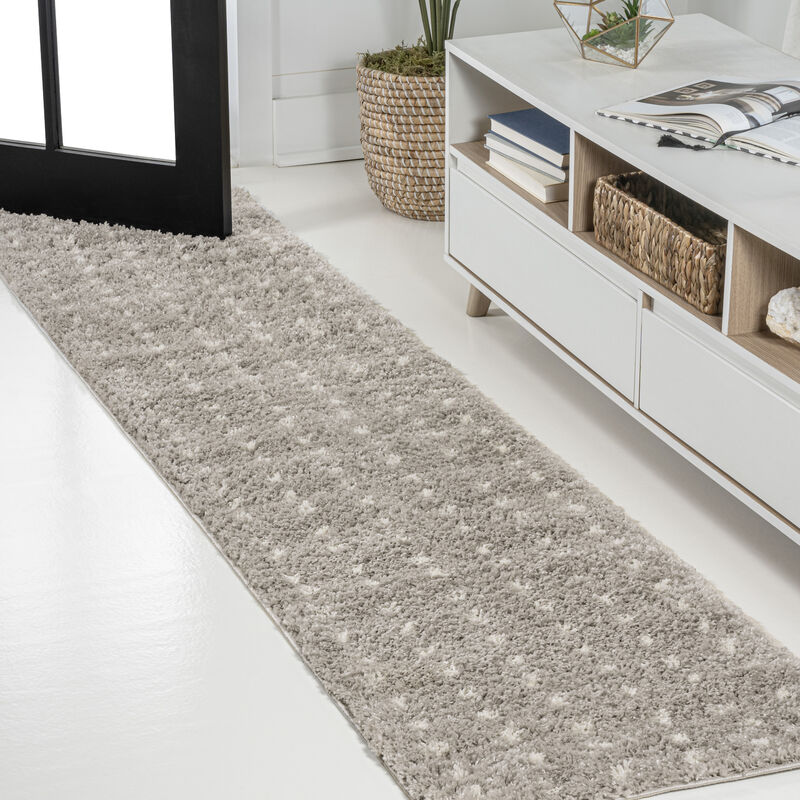 Pele Modern Geometric Dot Shag Gray/Ivory Rug